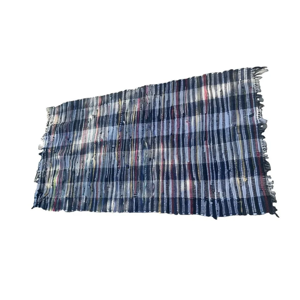 Handwoven Chindi Rag Rug 3’ x 6’ Multicolor Striped Recycled Fabric Runner
